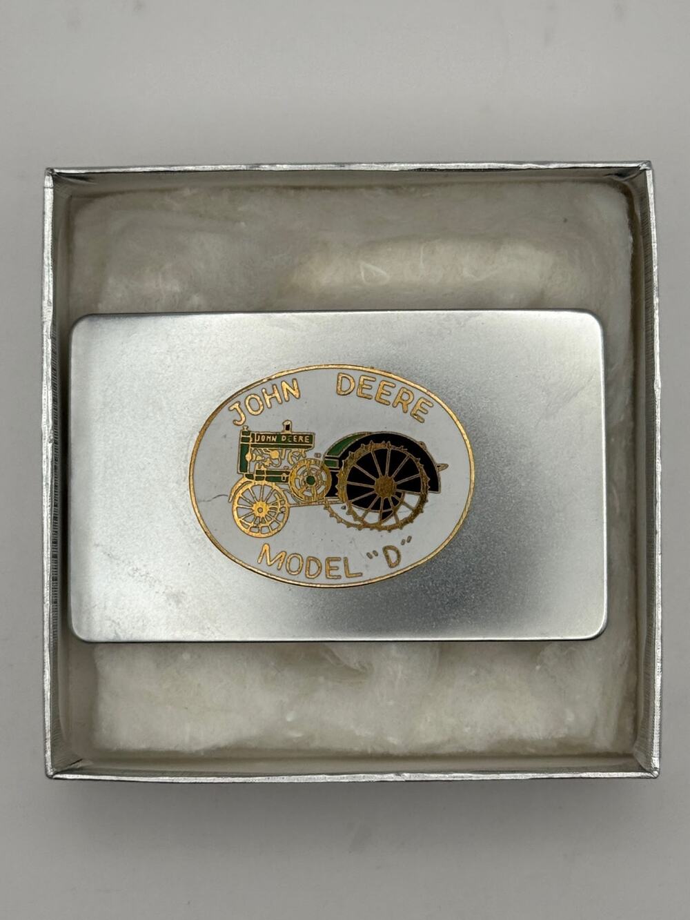 John Deere Model D Belt Buckle Model D Medallion Rectangular Presentation Box